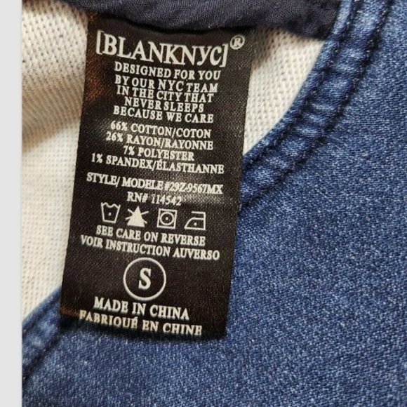 Blank NYC Hello Moto Jean Jacket Stretch Denim Motorcycle - Picture 8 of 11